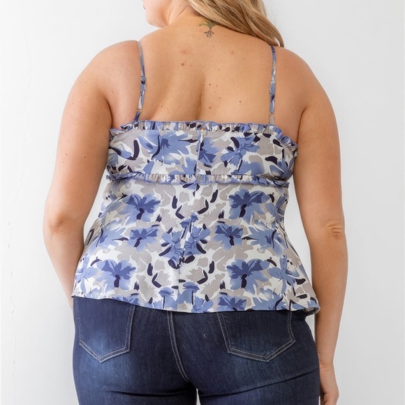 Floral Print Woven Ruffle Tank Top - Picture 5 of 5